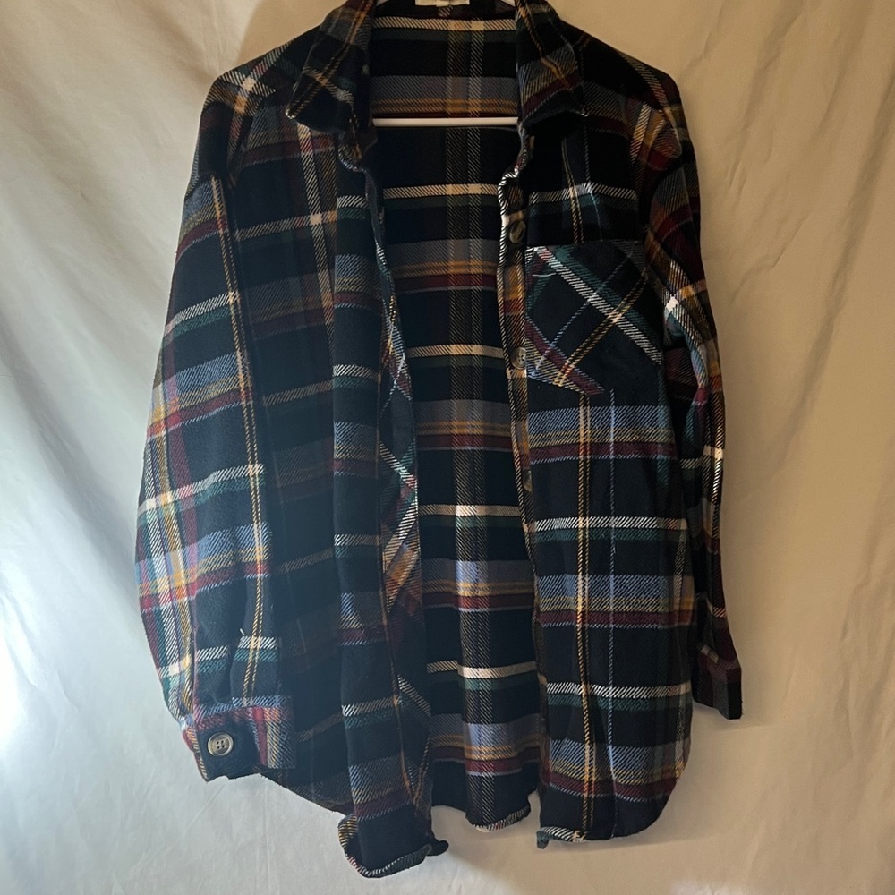Womens Multicolor Plaid shacket - Picture 3 of 8